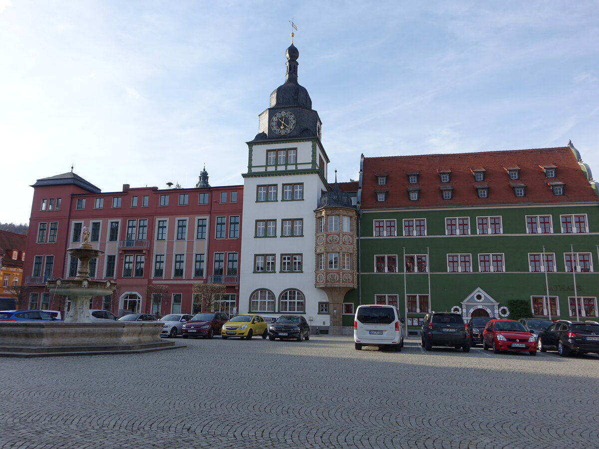 Rudolstadt, neues Rathaus am Markt, erbaut 1912 (22.04.2023)