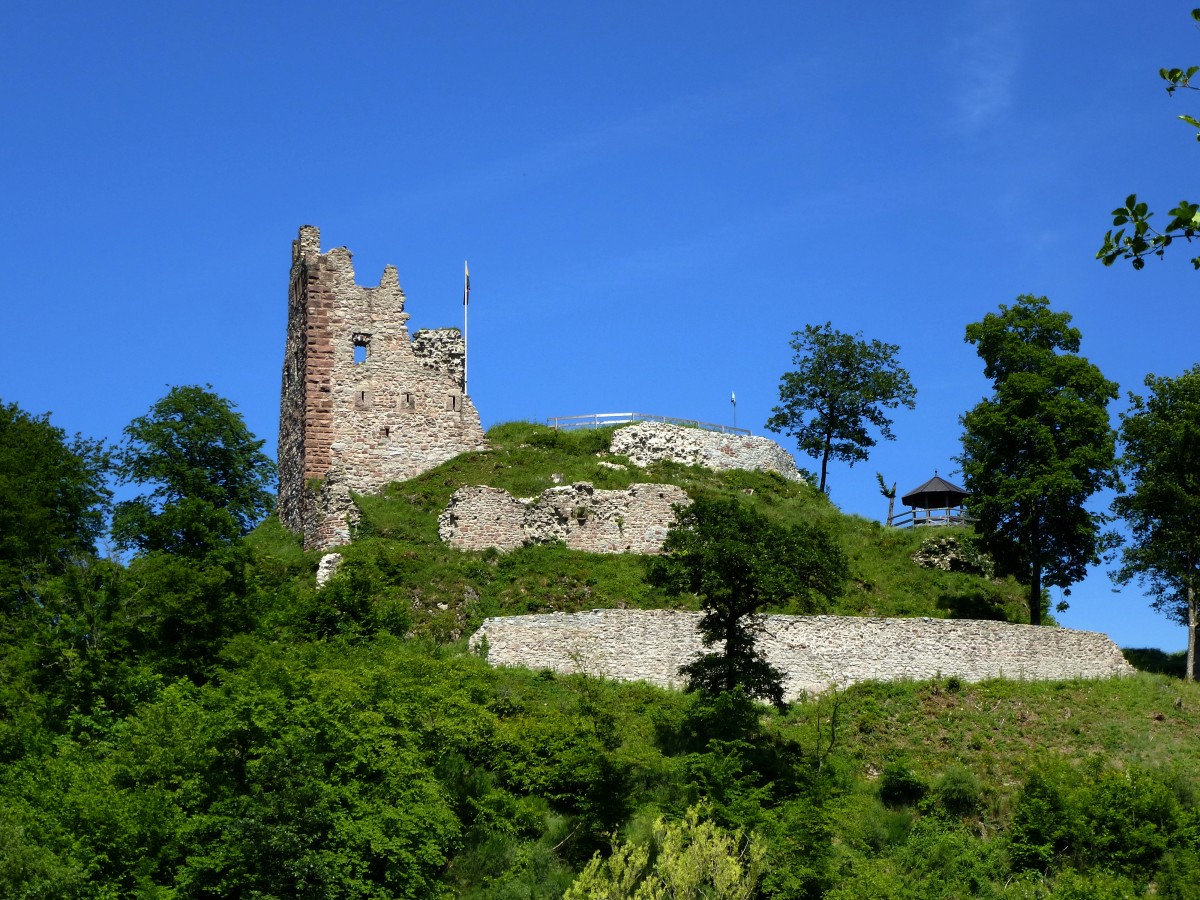 Ruine Schenkenburg, auf dem 391m hohen Umlaufberg im oberen Kinzigtal, erbaut 1220-50, 1534 zerstrt, Mai 2015