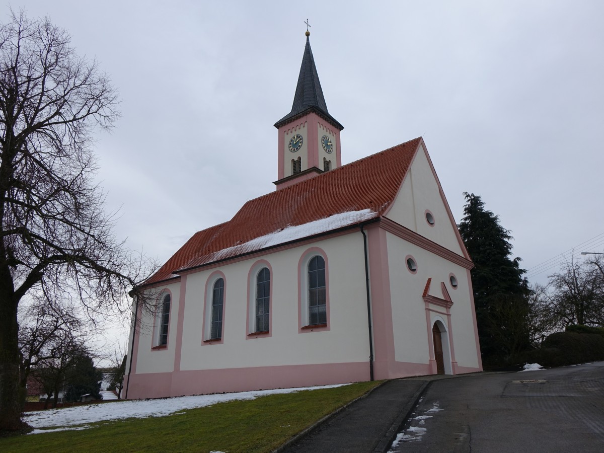 Rupertshofen, Pfarrkirche St. Vitus, erbaut 1810, Kirchturm von 1863 (24.01.2016)