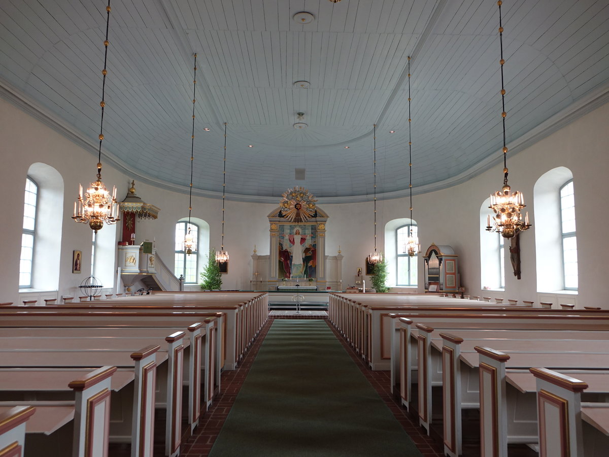 Rydaholm, Innenraum der Ev. Kirche, Altar von Waldemar Lorentzons (15.06.2017)