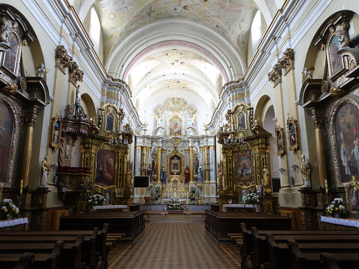 Rymanow, barocker Innenraum der St. Laurentius Kirche, erbaut von 1779 bis 1781 (17.06.2021)