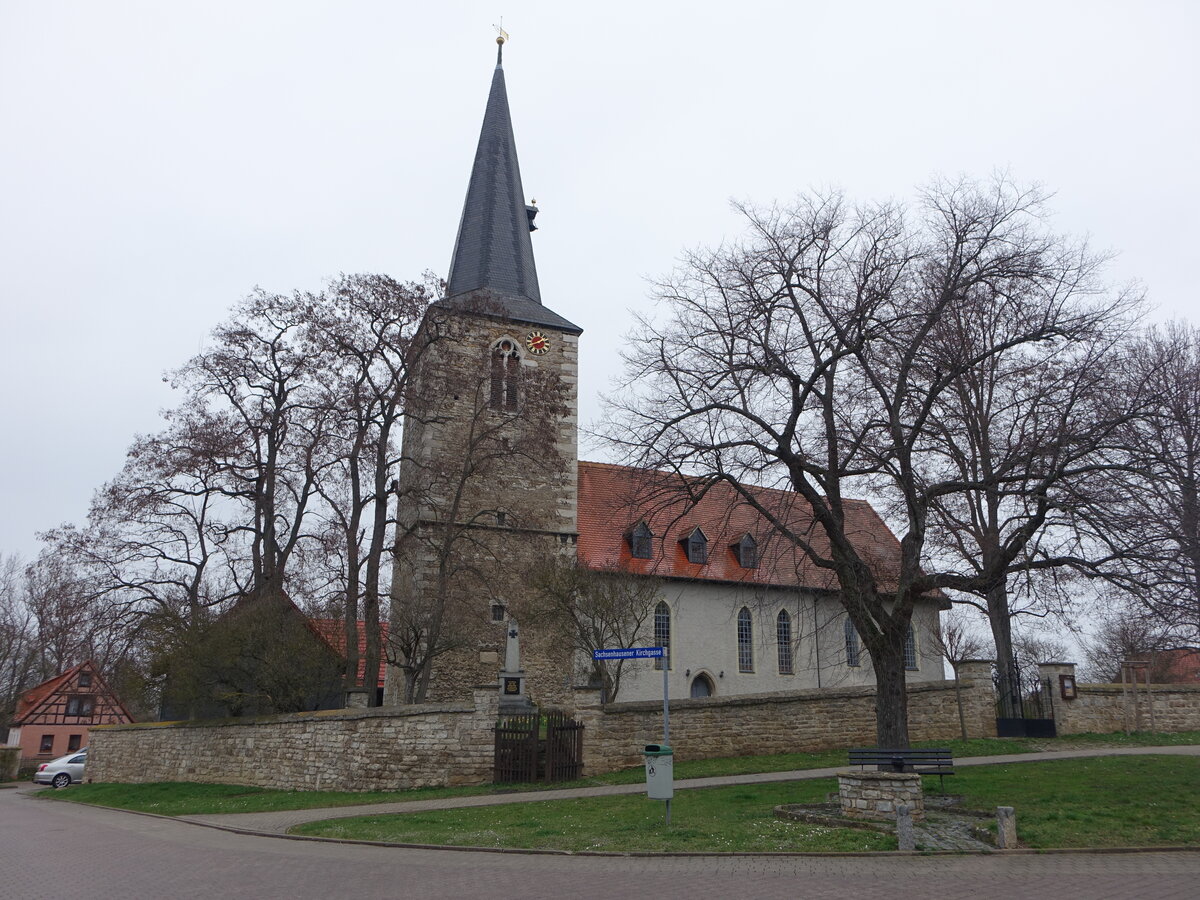 Sachsenhausen, evangelische St. Kilian Kirche, erbaut bis 1425 (26.03.2023)
