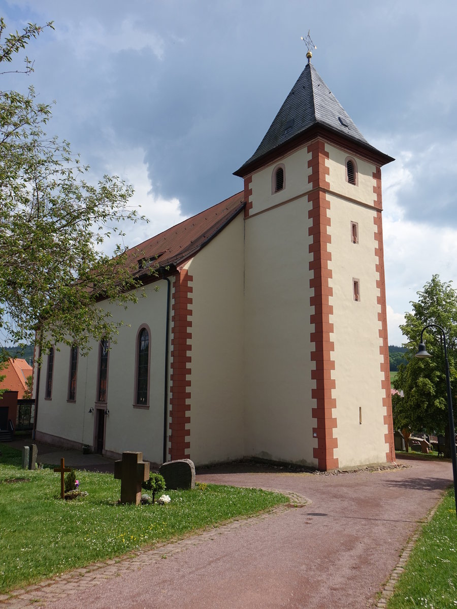 Sailauf, kath. Pfarrkirche St. Vitus, Turm im Kern mittelalterlich, erbaut 1789 (13.05.2018)