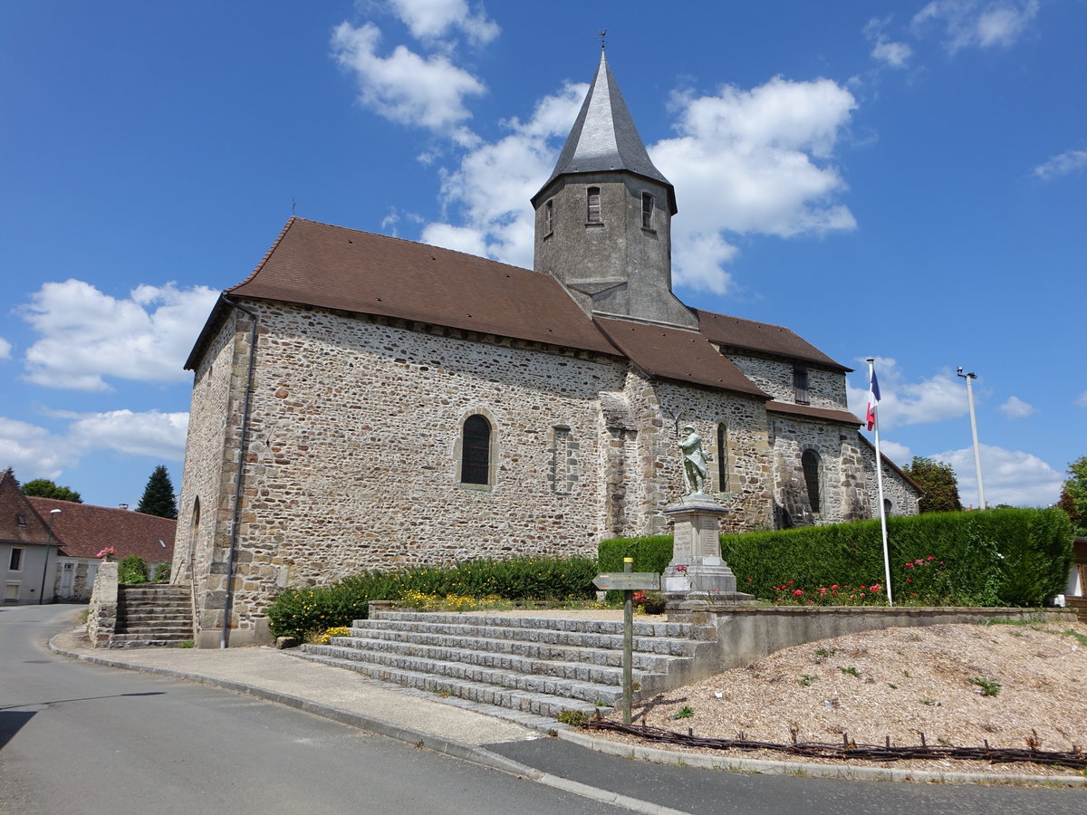 Saint-Priest-les-Fougres, St. Projet Kirche, romanisch, erbaut im 12. Jahrhundert (23.07.2018)