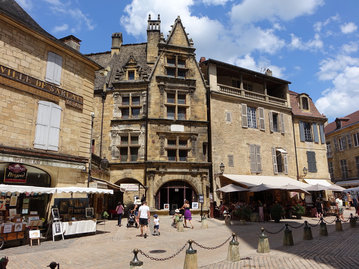 Sarlat-le-Caneda, Haus La Boetie am Place du Peyrou, ehem. Bischofssitz, erbaut im 16. Jahrhundert (22.07.2018)