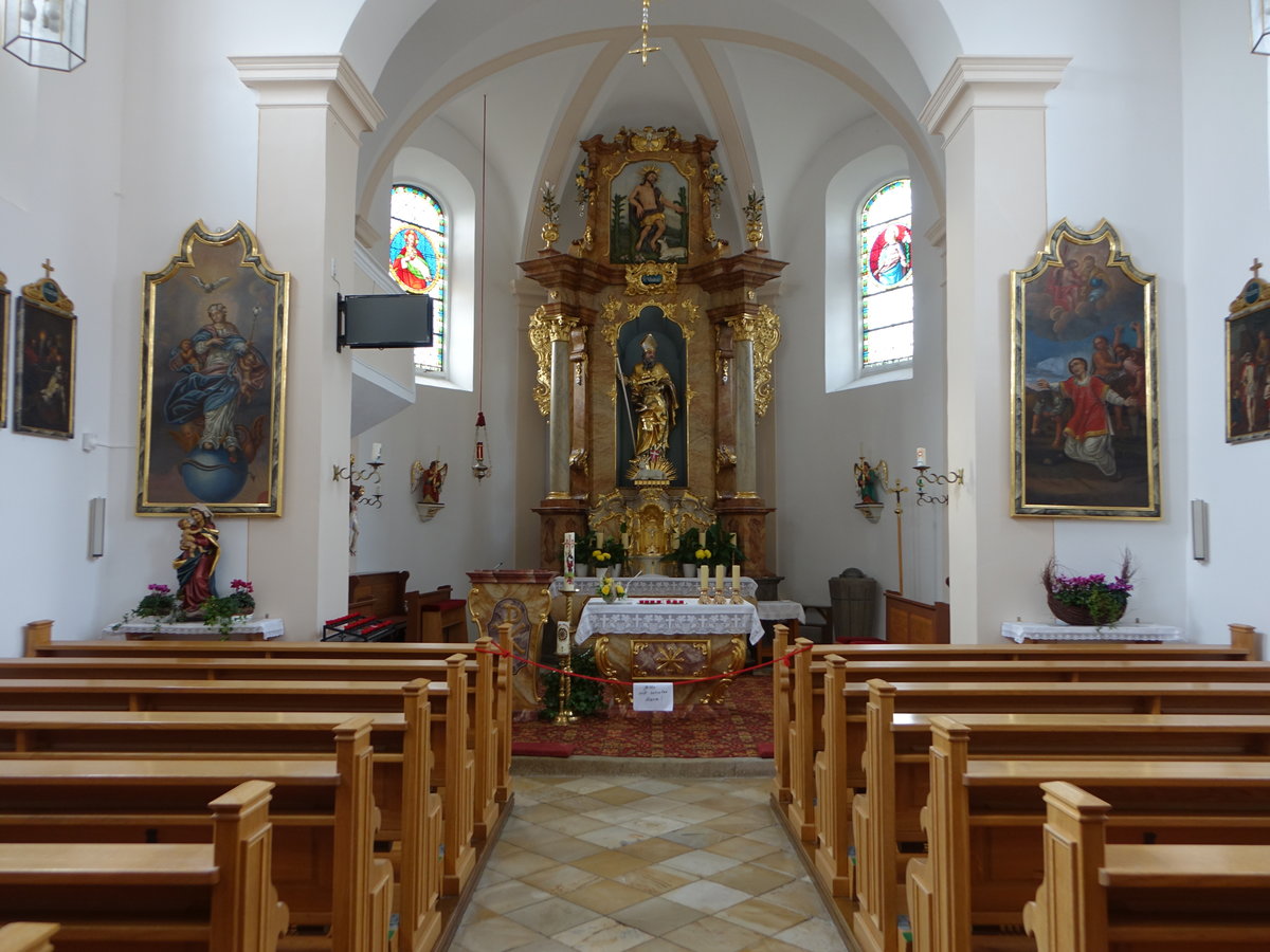 Sattelbogen, barocker Hochaltar in der kath. Pfarrkirche St. Nikolaus (04.11.2017)