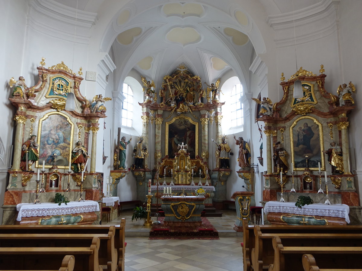 Sattelpeilnstein, barocke Altre von 1728 in der Pfarrkirche St. Peter und Paul (04.11.2017)