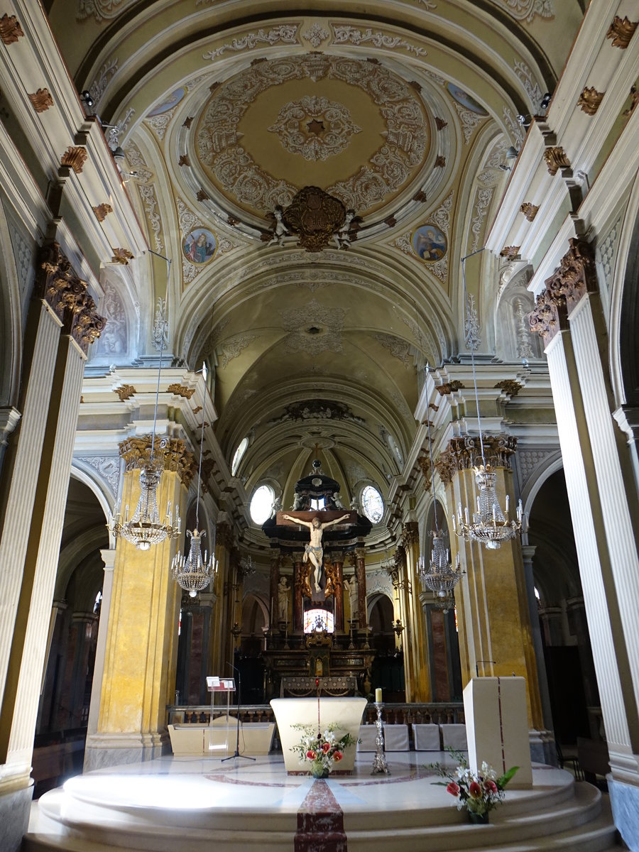 Savigliano, barocker Innenraum der St. Andrea Kirche, erbaut von 1699 bis 1757 durch Andrea Vaj (03.10.2018)