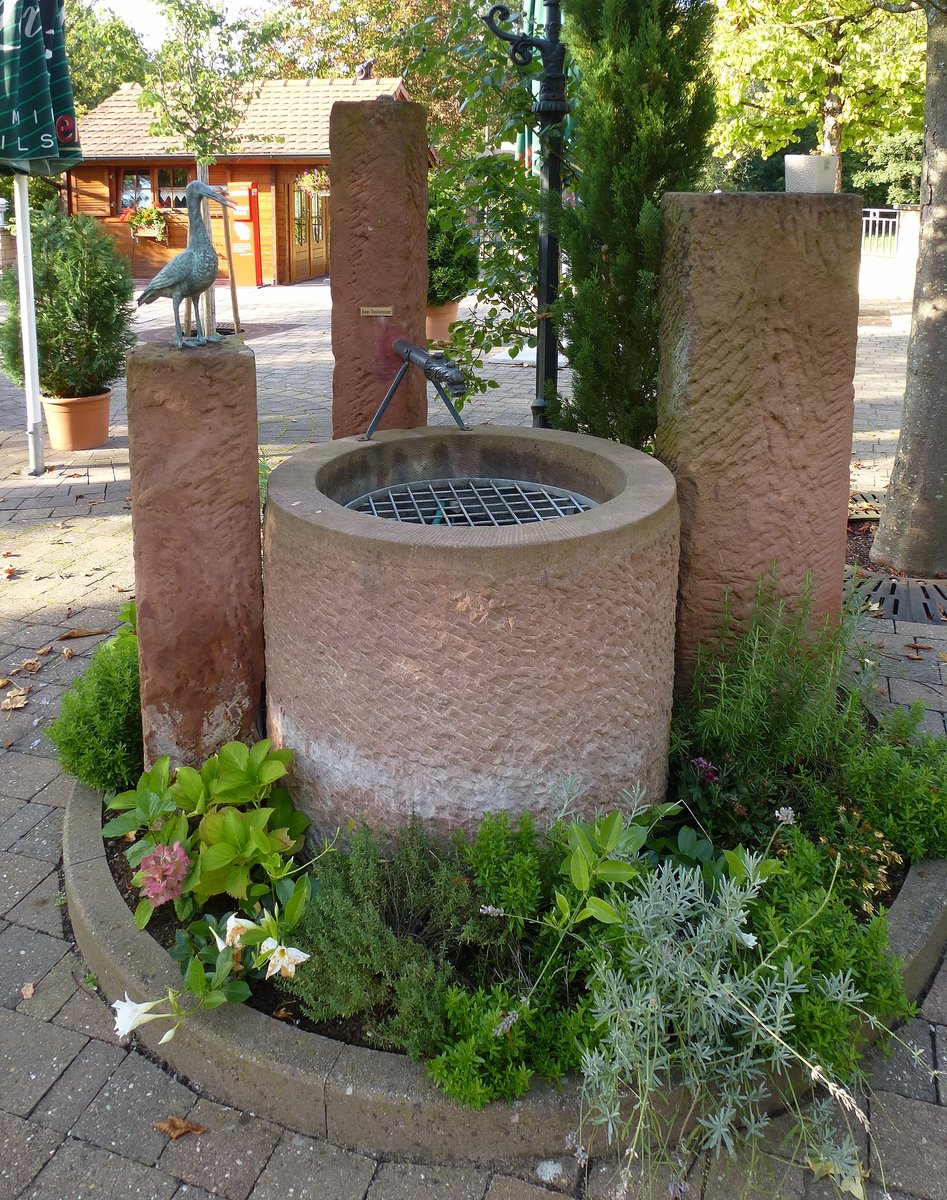Scheibenhardt, der Brunnen im Garten der Bienwaldmühle, Sept.2017