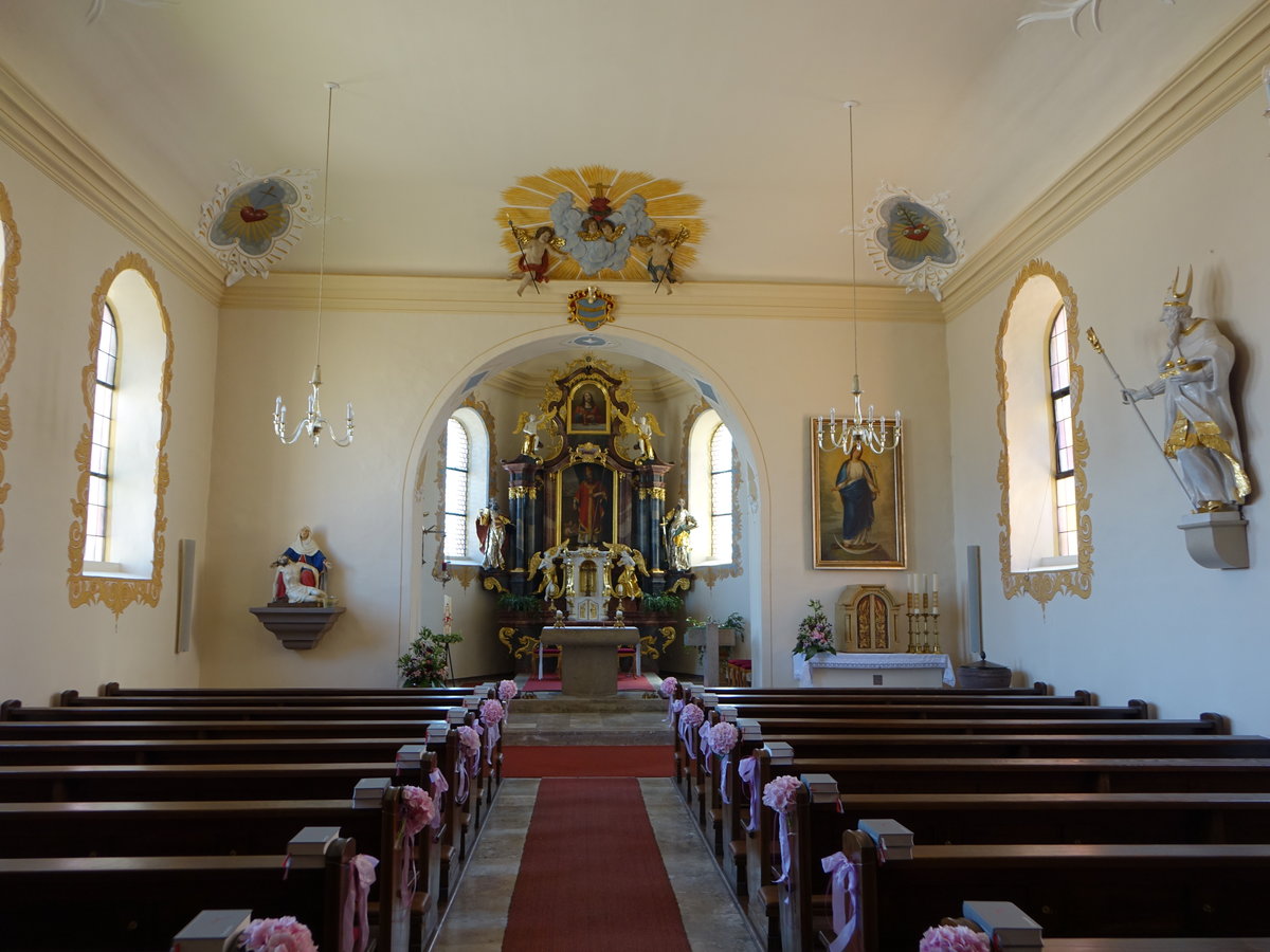 Schellbronn, Innenraum der St. Nikolaus Kirche, erbaut 1752 durch Josef Haslach (01.07.2018)




