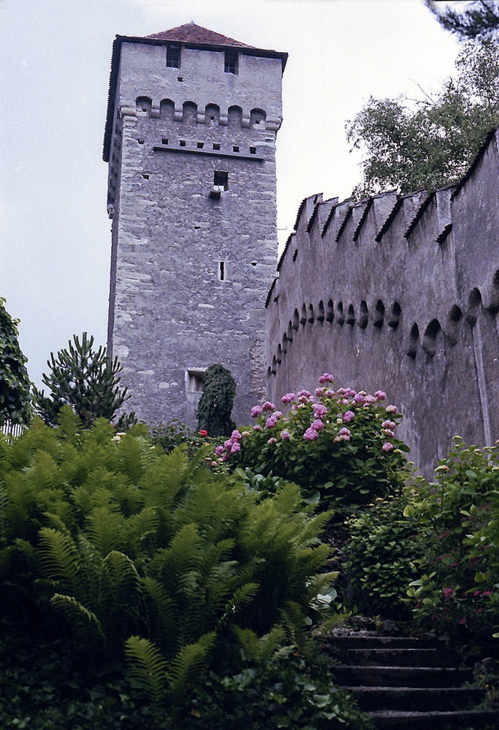 Schirmerturm in Luzern. Aufnahme: Juli 1984 (digitalisiertes Negativfoto).