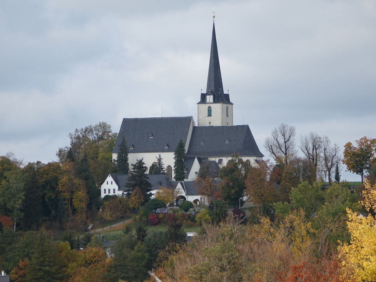 Schleiz, gotische Bergkirche St. Marien, erbaut ab 1359 (19.10.2022)