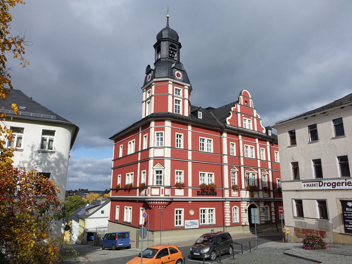 Schleiz, historisches Rathaus am Marktplatz (19.10.2022)