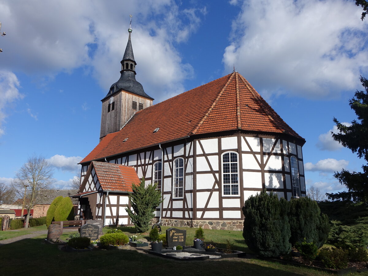 Schlepzig, evangelische Kirche, Fachwerkkirche von 1782 (06.04.2026)