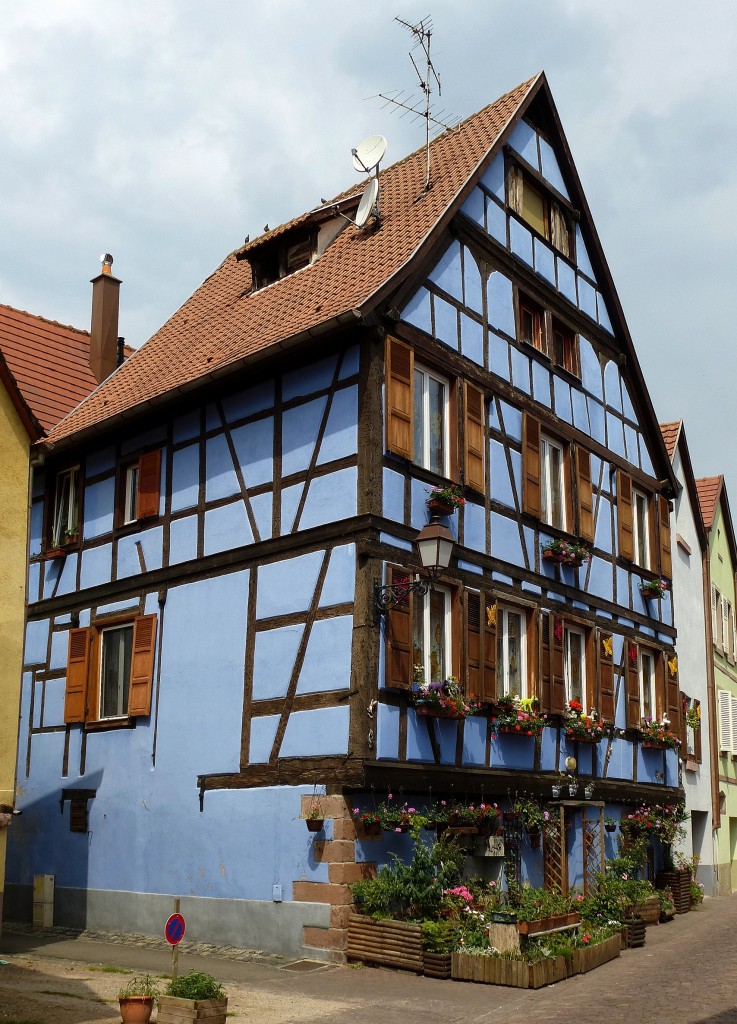 Schlettstadt (Selestat), fein restaurierte Fachwerkhuser in der Altstadt, Juni 2014