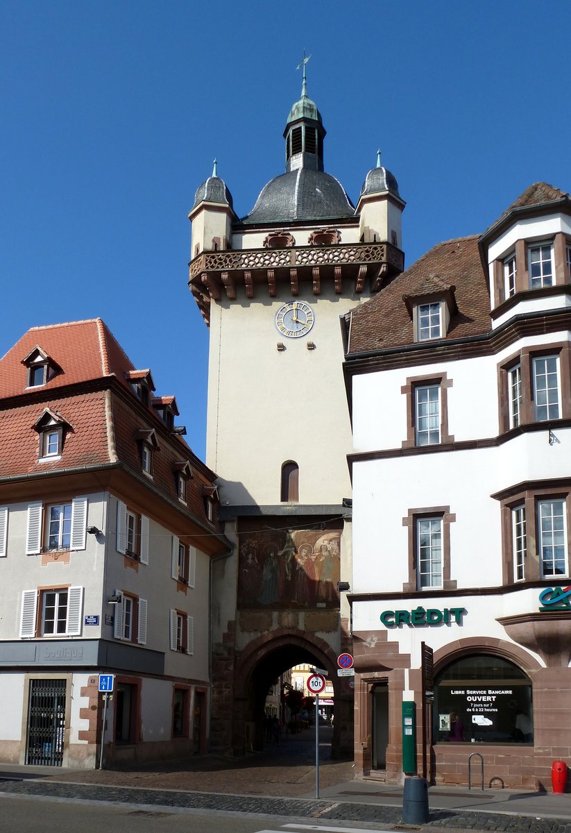 Schlettstadt (Selestat), der Uhrturm, Teil der ehemaligen Stadtbefestigung, Sept.2016