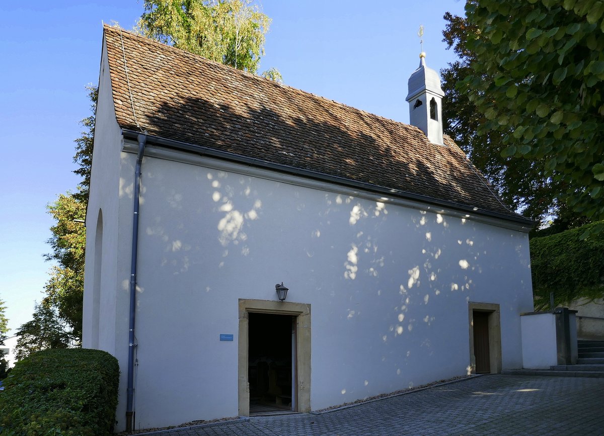 Schliengen im Markgrflerland, die Loretto-Kapelle von 1661, war von 1939-56 Gottesdienstraum der evangelischen Gemeinde, Okt.2019