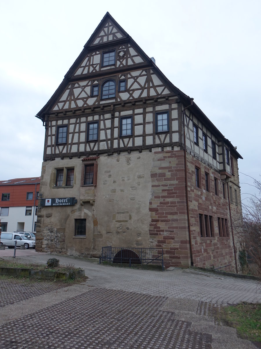 Schloss Hfingen, erbaut im im 16. Jahrhundert auf Resten einer mittelalterlichen Burg (03.02.2019)