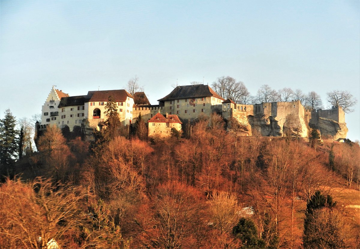 Schloss Lenzburg im Abendsonne. Ansicht von der Nordseite - 29.02.2012