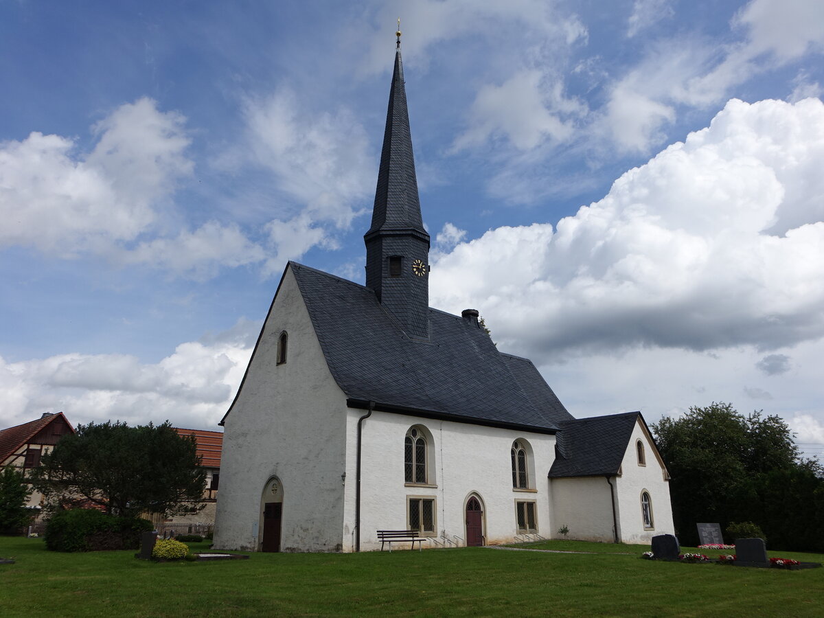 Schlunzig, evangelische Kirche, erbaut von 1200 bis 1210 (13.08.2023)