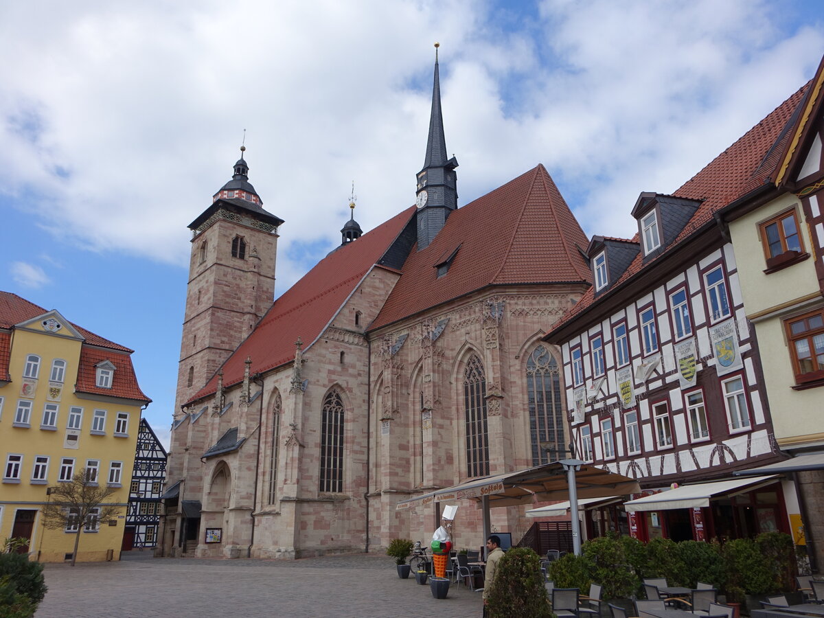 Schmalkalden, Pfarrkirche St. Georg, erbaut von 1437 bis 1509 (15.04.2022)