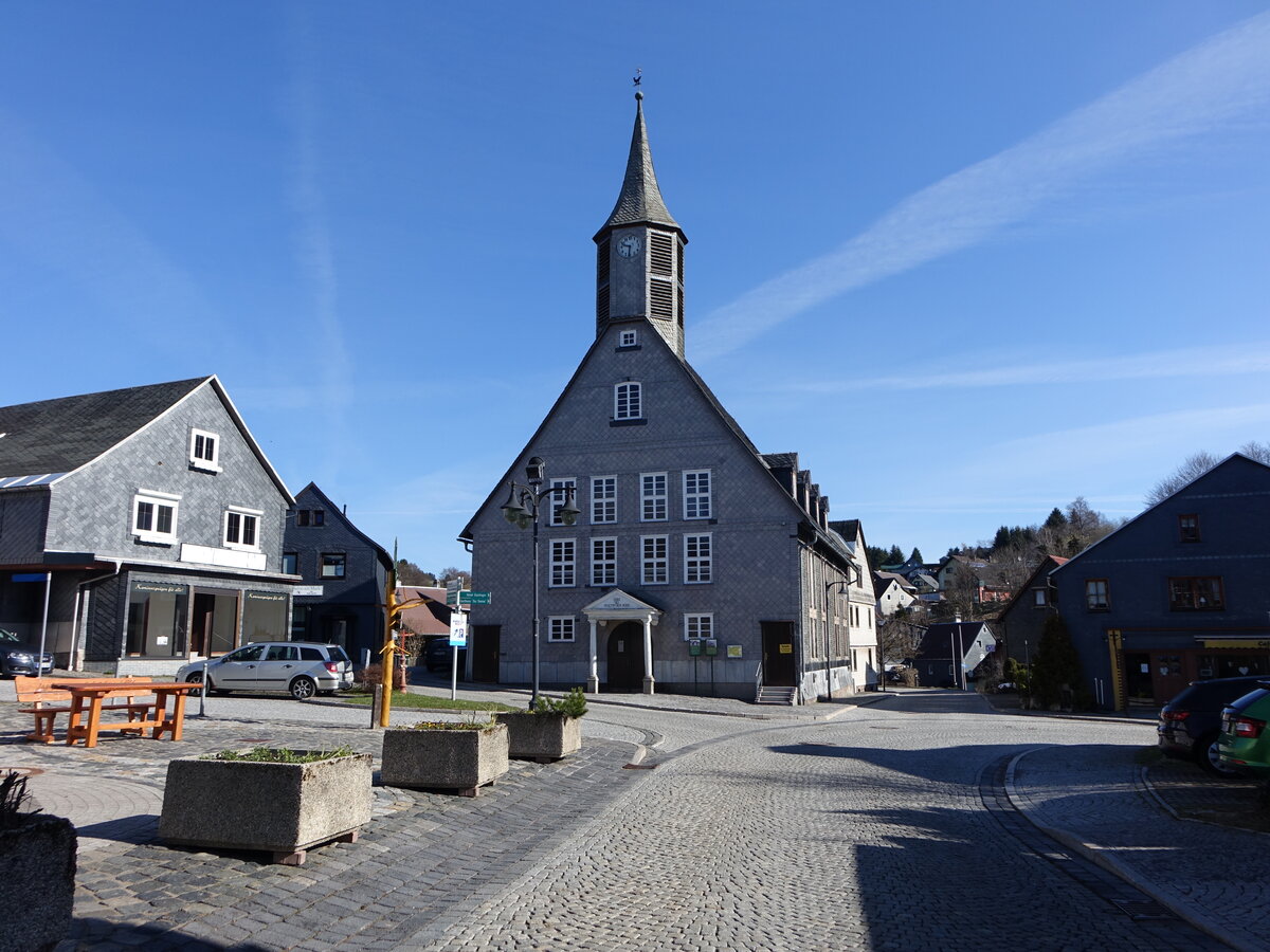 Schmiedefeld am Rennsteig, Ev. Erlserkirche, erbaut 1706 (18.04.2022)