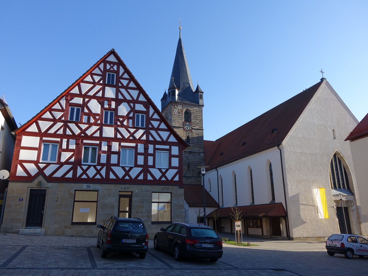 Schnaittach, Pfarrkirche St. Kunigund, Chor und Turm 14. Jahrhundert, Langhausneubau 
von 1932 bis 1933 durch Jakob Wacker (05.04.2015)