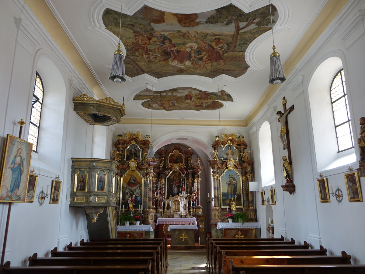 Schnufenhofen, barocker Innenraum der kath. St. Bonifatius Kirche (20.08.2017)