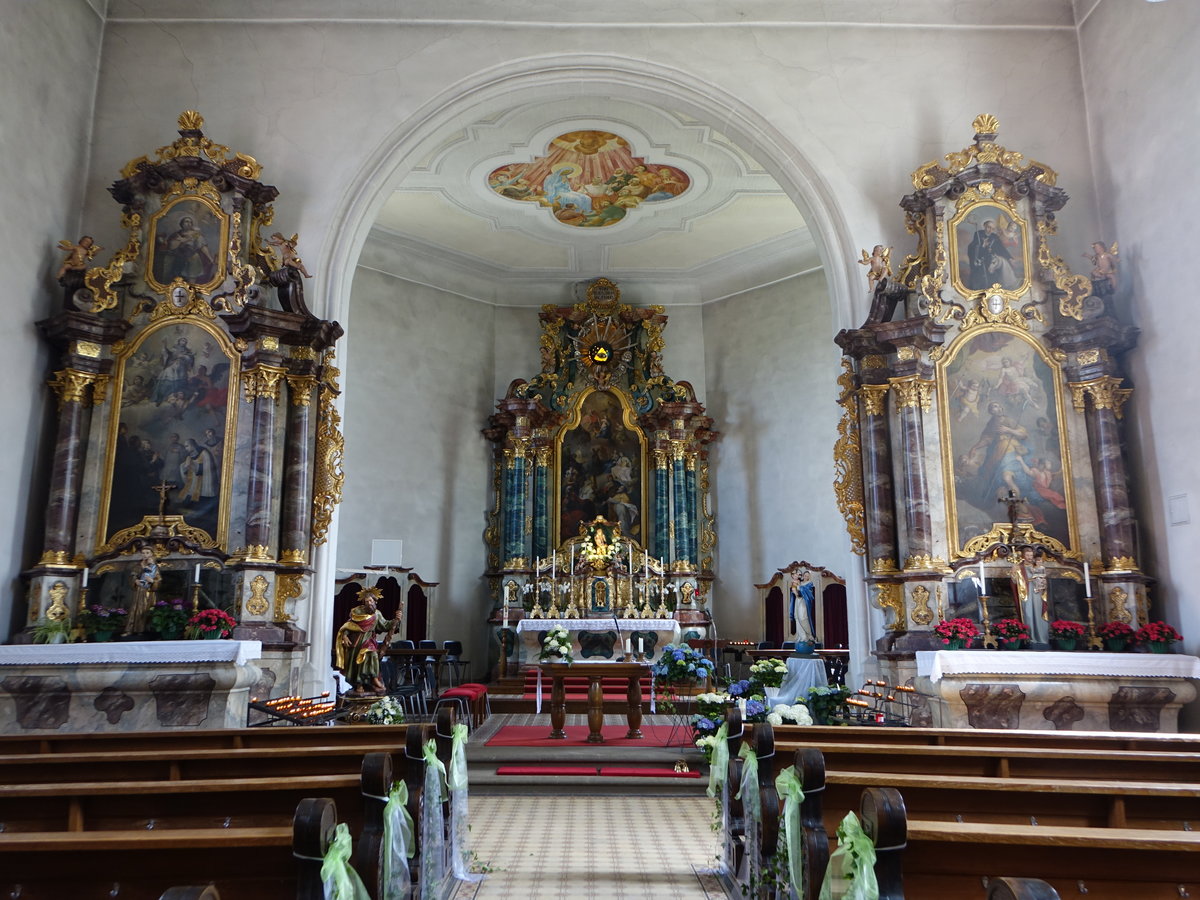 Schmberg, barocke Altre in der Wallfahrtskirche zur Schmerzhaften Mutter Gottes vom Palmbhl (21.05.2017)