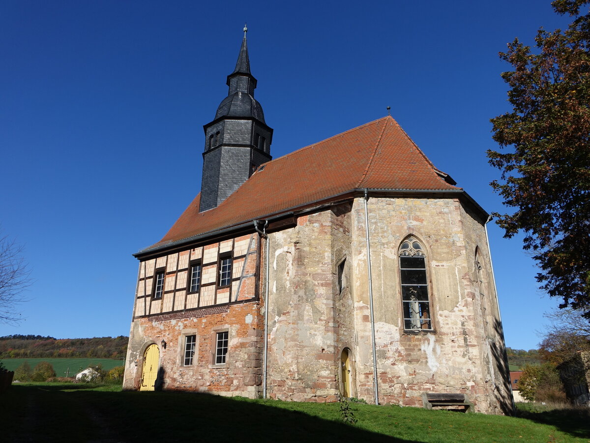 Schngleina, evangelische Kirche, erbaut 1601, erneuert 1769 (22.10.2022)