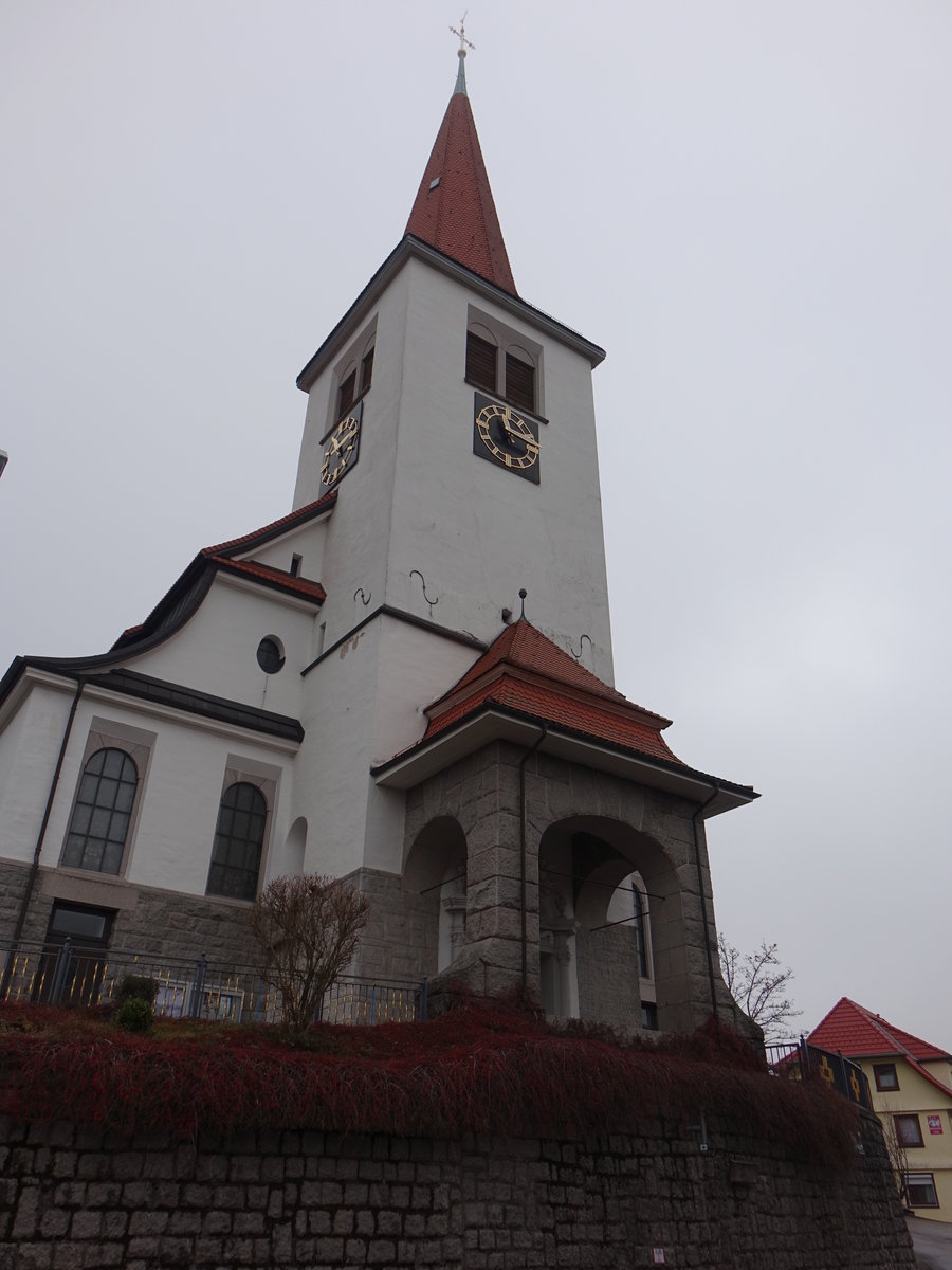 Schonach, neubarocke kath. Pfarrkirche St. Urban, erbaut von 1912 bis 1914 (01.01.2019)