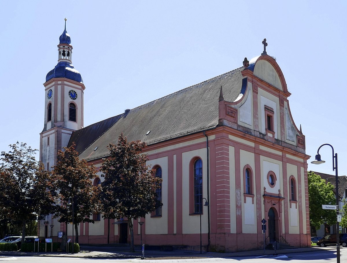 Schutterwald, die katholische Pfarrkirche St.Jakobus, erbaut von 1784-87, Mai 2020