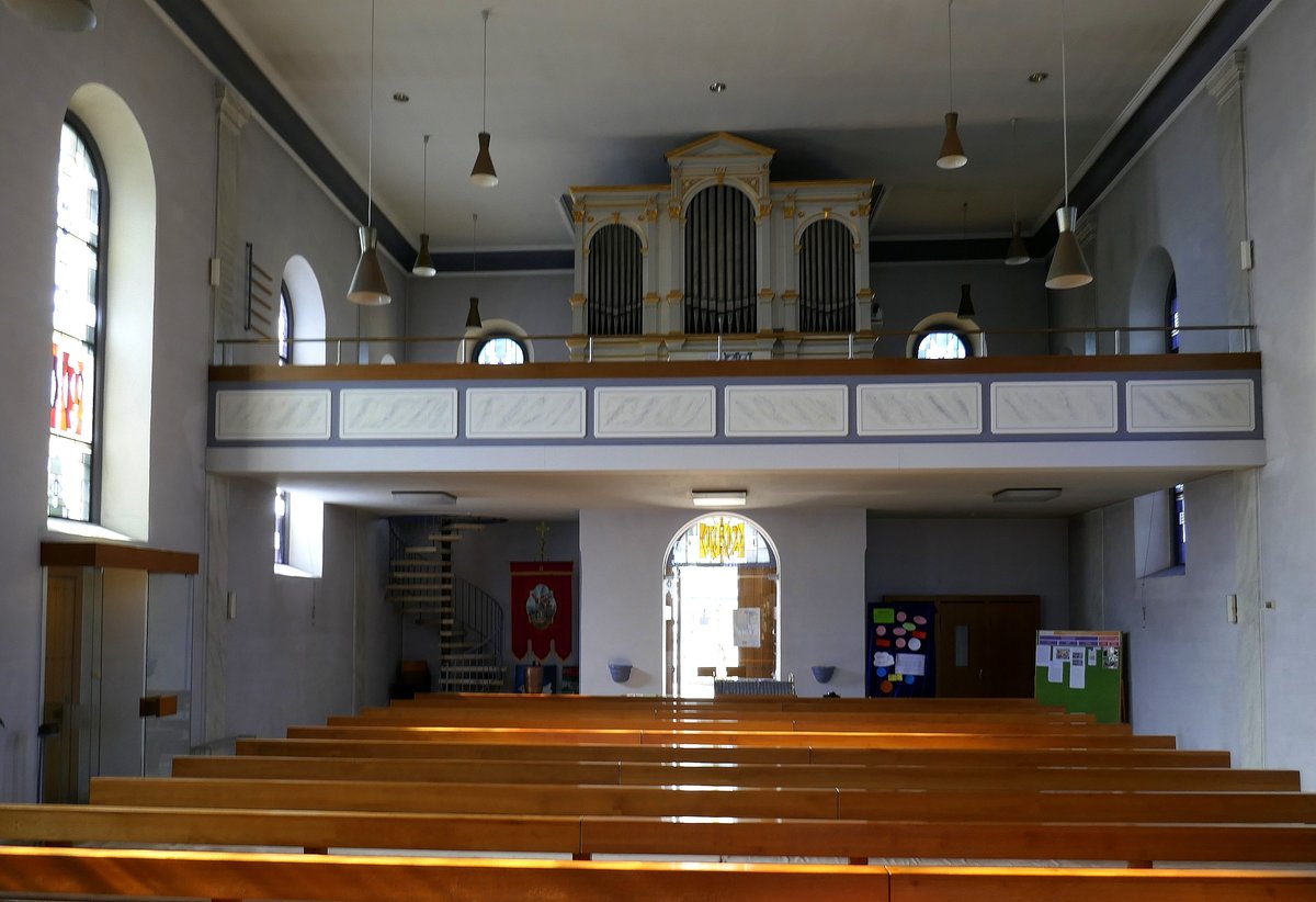 Schutterzell, Blick zur Orgelempore in der Kirche St.Michael, April 2020