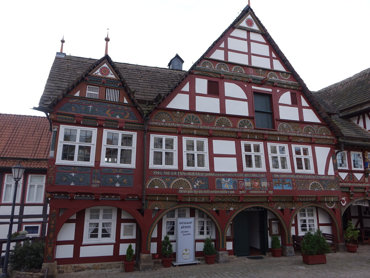 Schwalenberg, altes Rathaus, Fachwerkbau aus dem Jahr 1579 (05.10.2021)