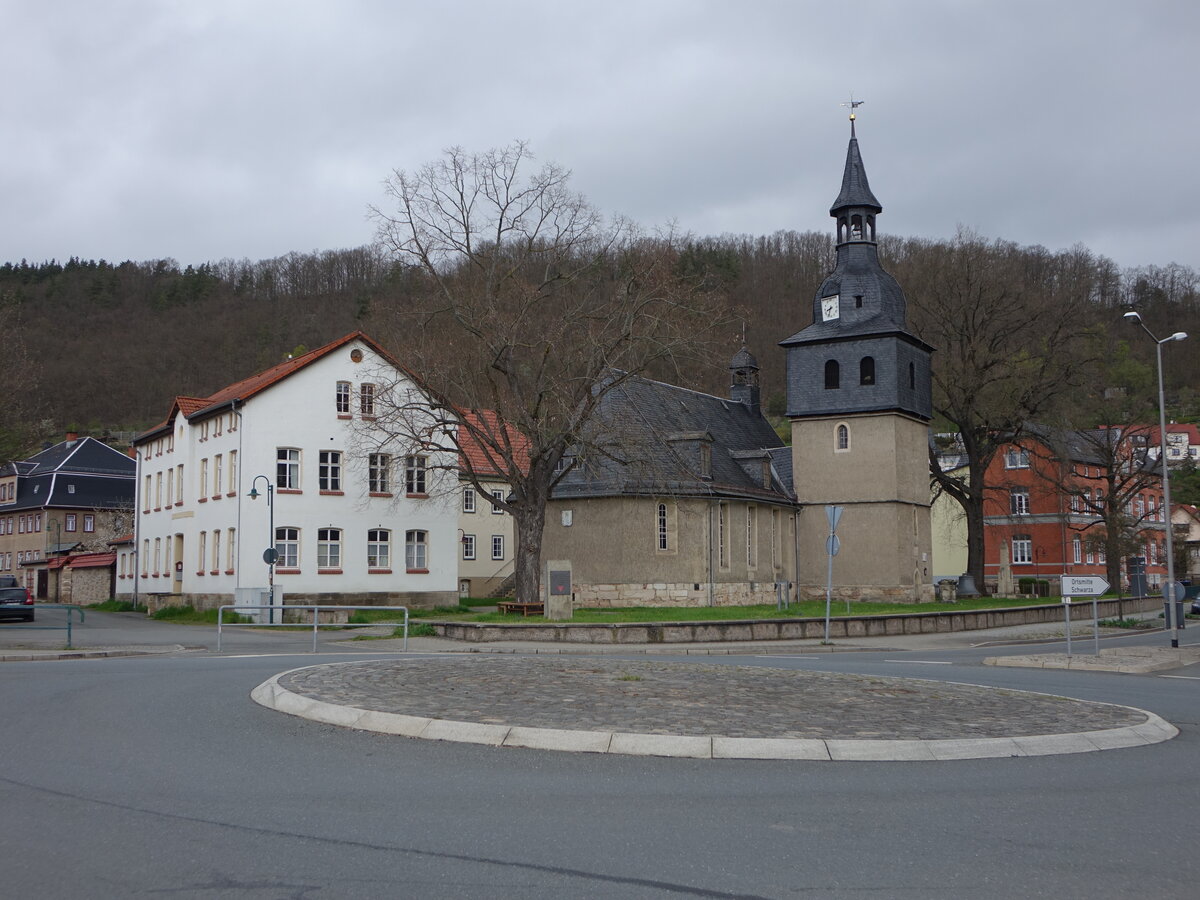 Schwarza, evangelische St. Laurentius Kirche, erbaut 1594 (23.04.2023)