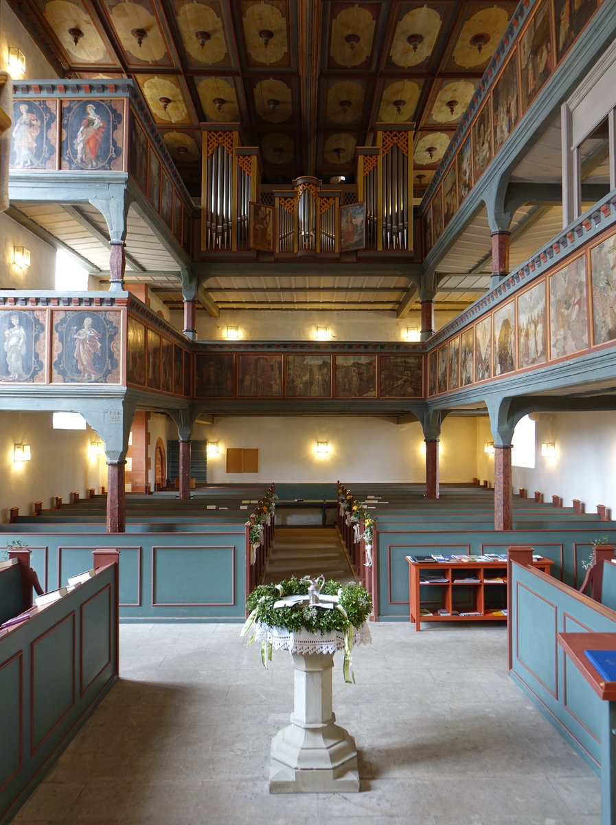 Schwarzach bei Kulmbach, Orgelempore in der Ev. St. Johannis Kirche (16.04.2017)