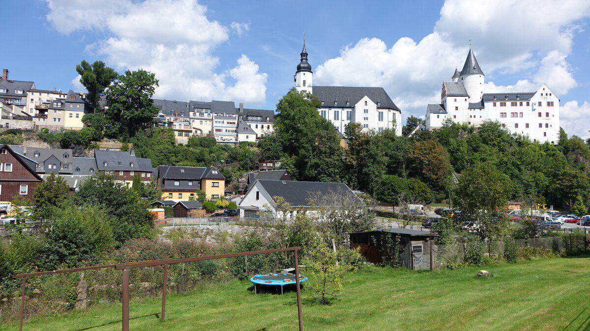 Schwarzenberg / Erzgebirge, Schloss und St. Georgen Kirche (19.08.2023)