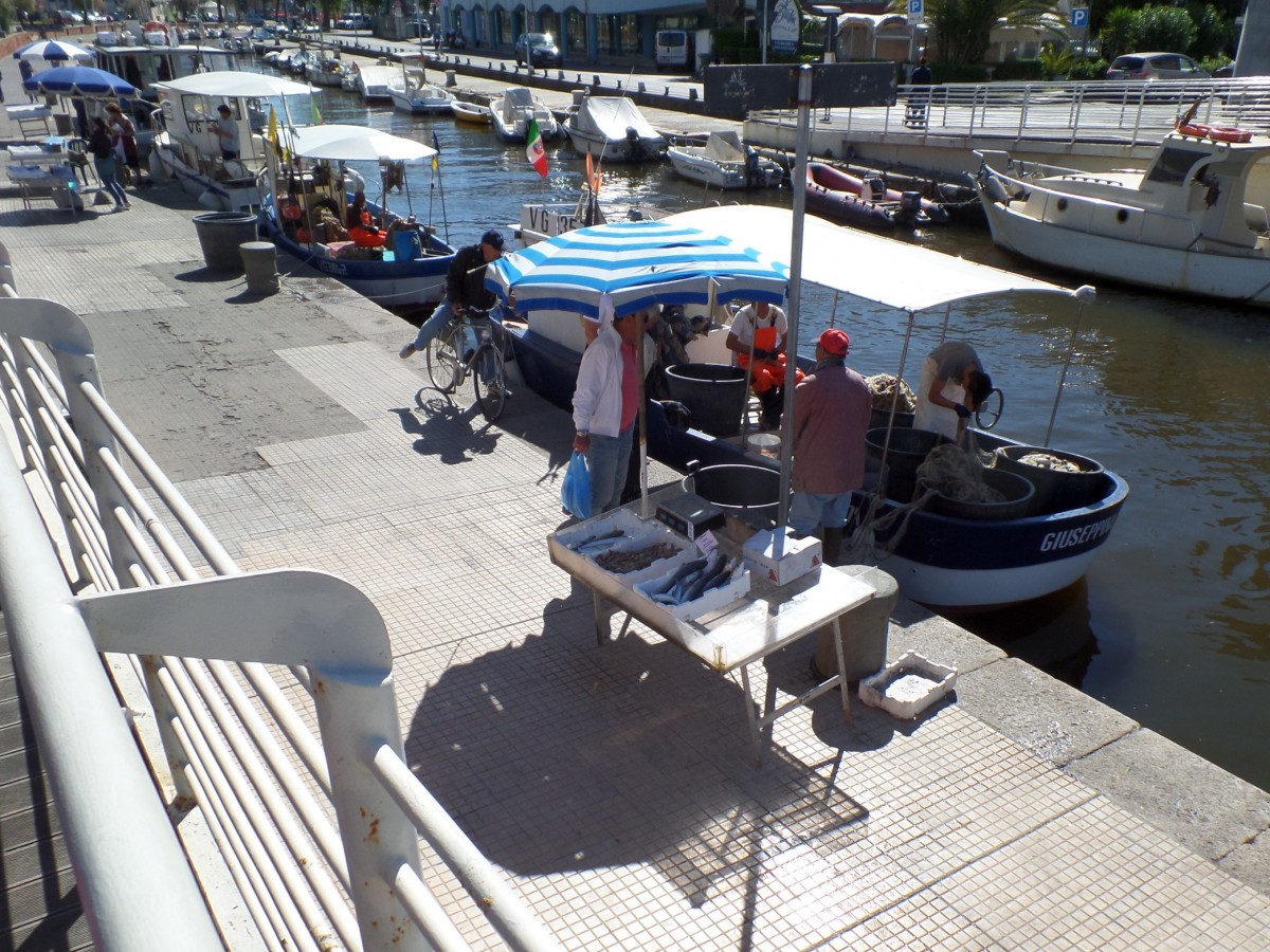 schwimmender Fischmarkt in Viareggio, Foto am 14.5.2014
