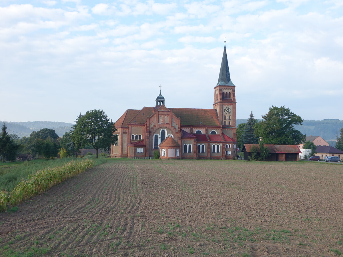 Scinawka Dolna / Niedersteine, Pfarrkirche St. Jakobus, erbaut von 1900 bis 1903 (12.09.2021)