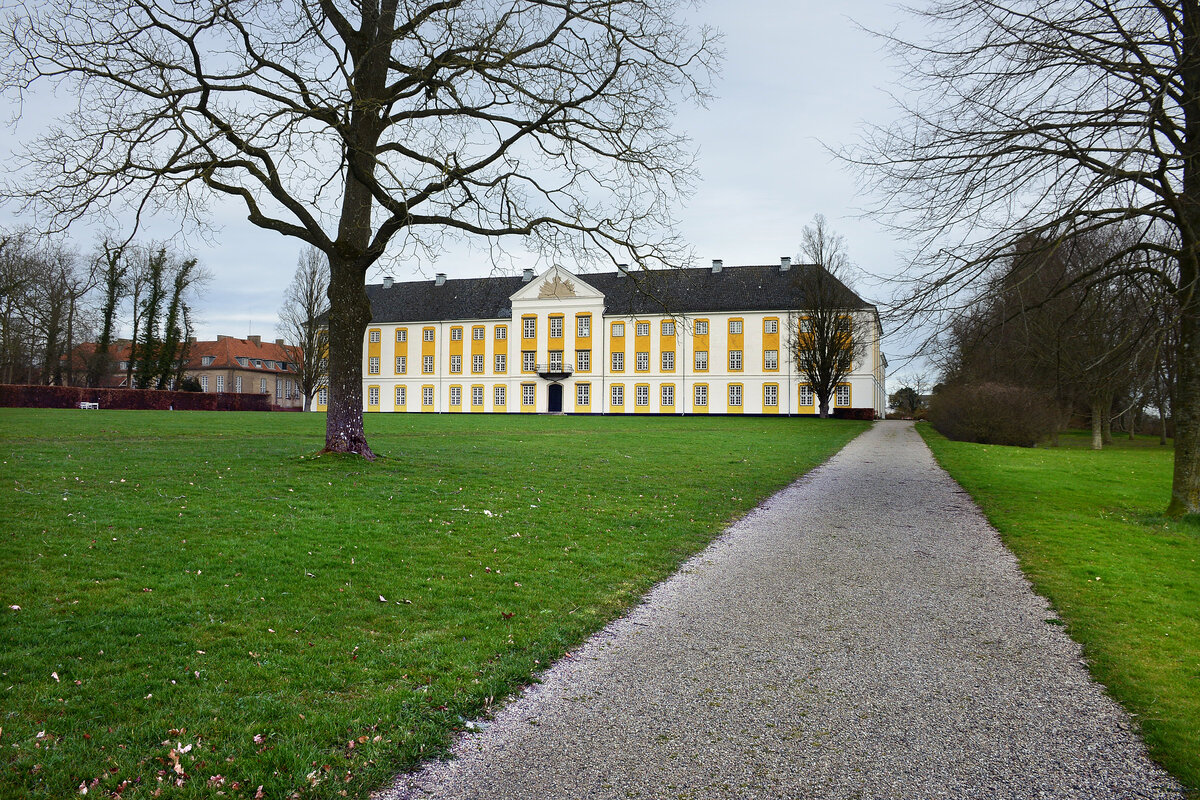 Scvhloss Augustenburg auf der Insel Alsen in Nordschleswig (Snderjylland). Aufnahme: 18. Mrz 2024.