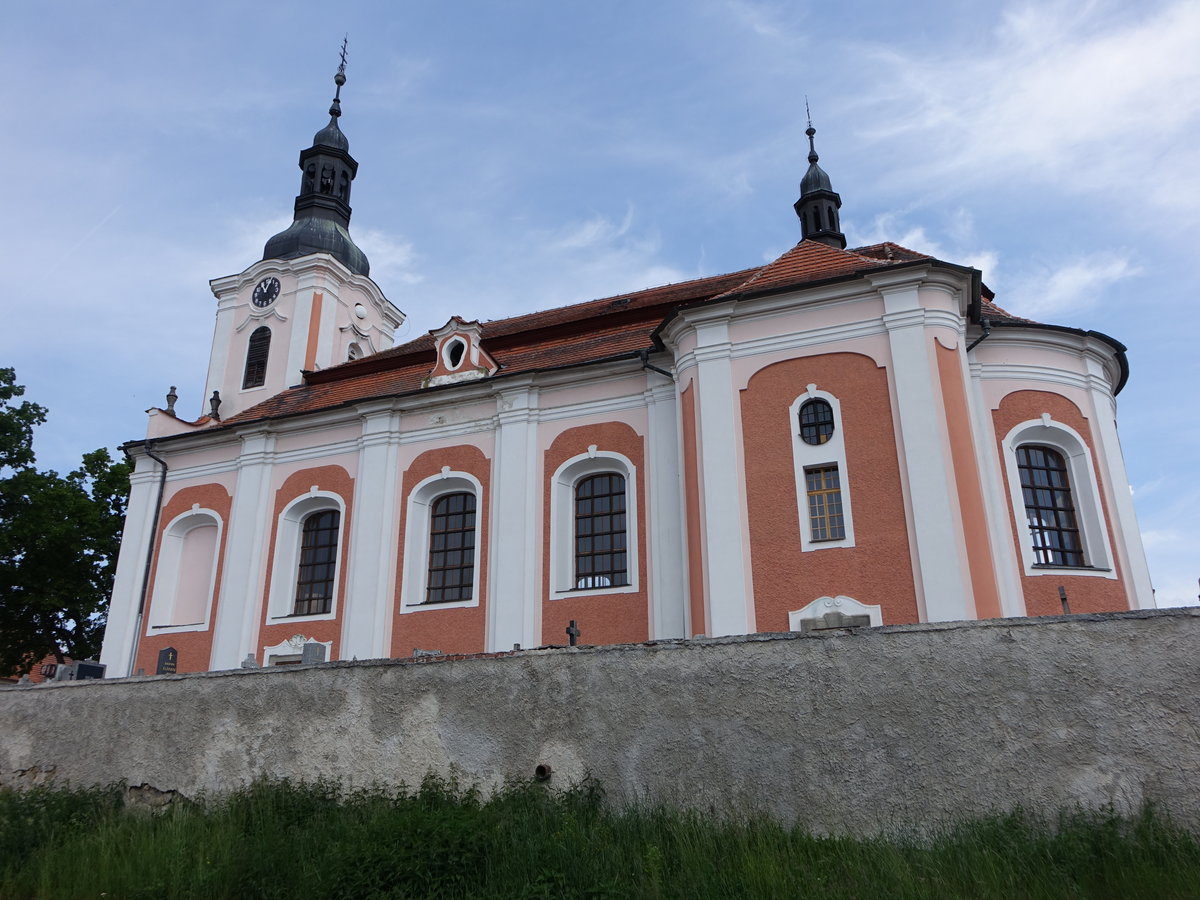 Sedlice u Blatn, Pfarrkirche St. Jakob, erbaut von 1744 bis 1752 durch Antonn Jermř (25.05.2019)