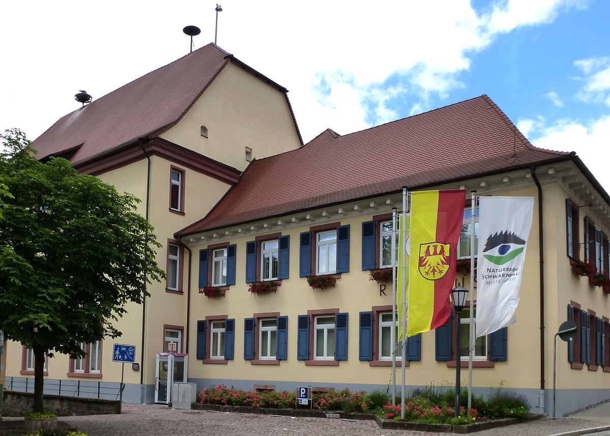 Seelbach, das Rathaus, der staatlich anerkannte Luftkurort mit knapp 5000 Einwohnern liegt im Schuttertal/mittlerer Schwarzwald, Juni 2013