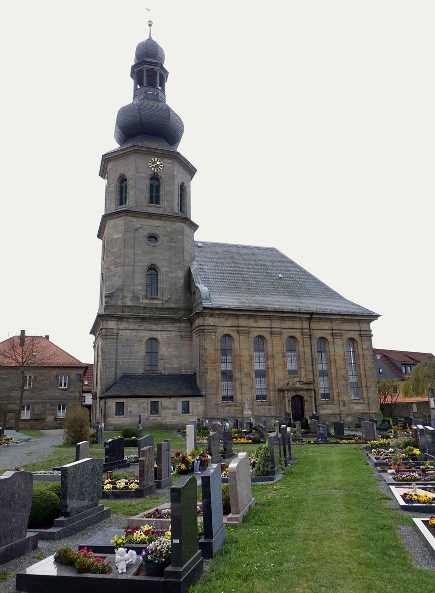 Seibelsdorf, Markgrafenkirche St. Andreas, erbaut von 1735 bis 1760 von Rats- und Schlossbaumeister Johann Georg Hoffmann (16.04.2017)