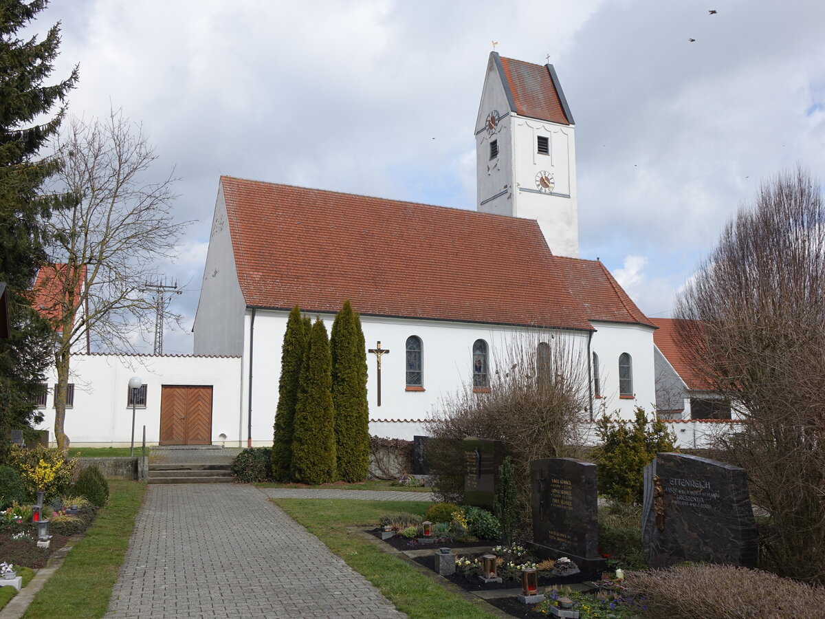 Seiboldsdorf, Pfarrkirche St. Peter und Paul, erbaut um 1500, Langhaus erbaut 1978 (06.03.2016)