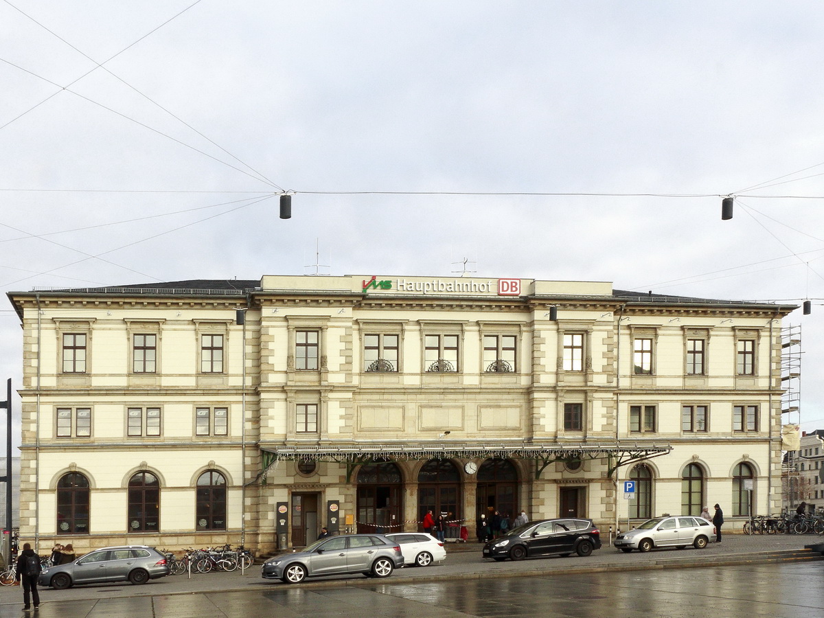 Seitenansicht des Hauptbahnhofes von Chemnitz am 01. Dezember 2018.