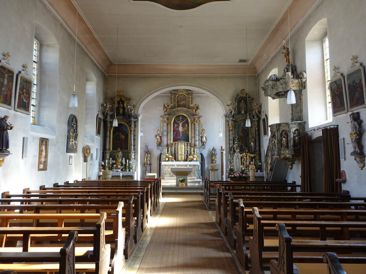 Seubrigshausen, barocker Innenraum der Pfarrkirche St. Anna, Altre um 1700 (15.10.2018)