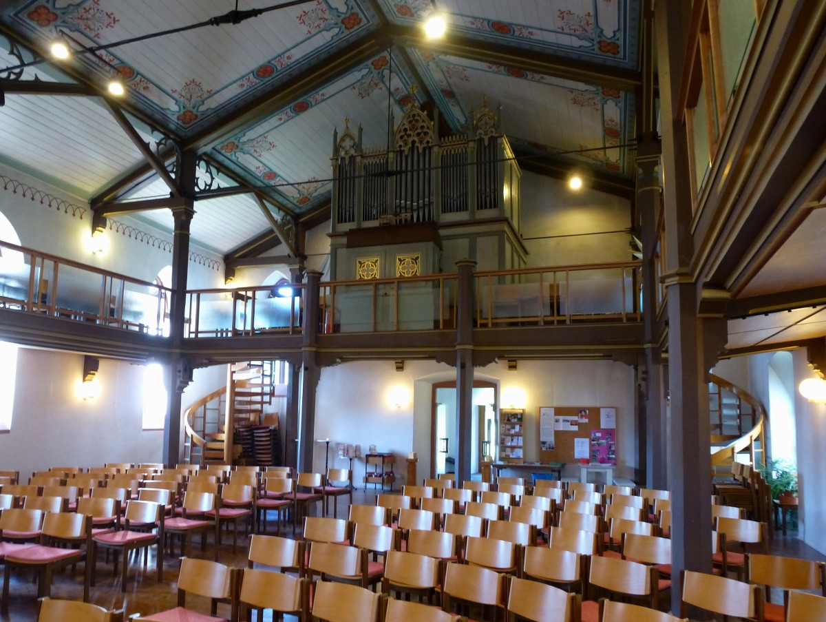 Sexau, Blick zur Orgelempore in der Dorfkirche, Aug.2015