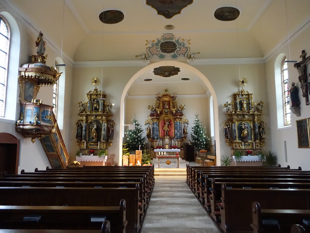 Simonswald, barocker Innenraum der Pfarrkirche St. Sebastian (01.01.2019)