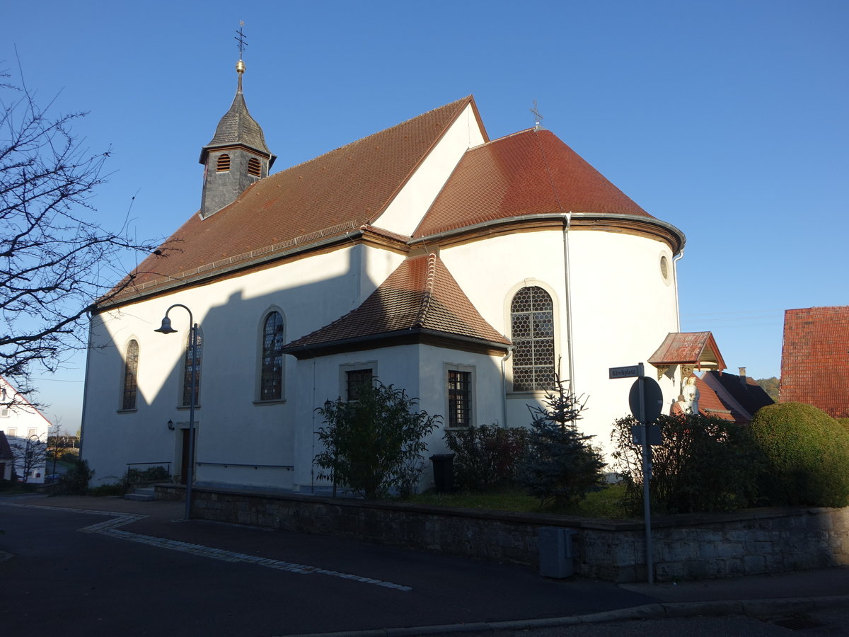 Simprechtshausen, kath. Pfarrkirche St. Peter und Paul, erbaut 1766 (15.10.2017)