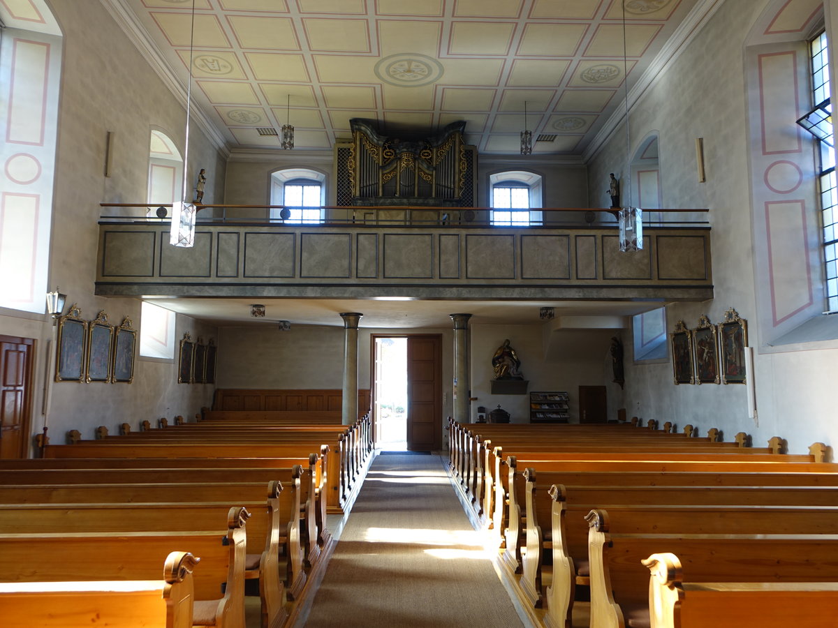 Sindeldorf, Orgelempore in der kath. Pfarrkirche Maria Himmelfahrt (15.10.2017)